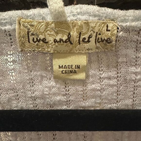Live and let live Y2K asymmetrical hem line blue & white slight texture - Picture 8 of 14